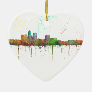 DES MOINES IOWA SKYLINE CERAMIC ORNAMENT