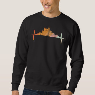 Des Moines Iowa Skyline Heartbeat Retro Vintage St Sweatshirt