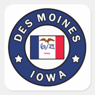 Des Moines Iowa Square Sticker