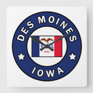 Des Moines Iowa Square Wall Clock