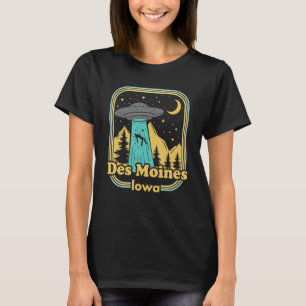 Des Moines Iowa Ufo Alien Hunter 80s State Pride T-Shirt