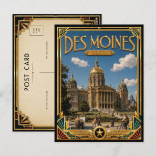 Des Moines Iowa Vintage Art Deco Golden Age Postcard