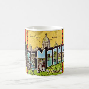 Des Moines Iowa Vintage Postcard Mug