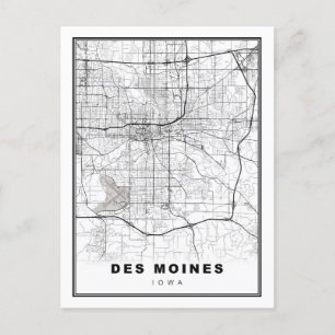Des Moines Map Postcard