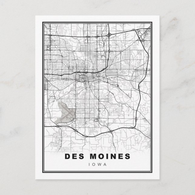 Des Moines Map Postcard (Front)