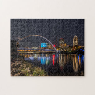 Des Moines skyline at night Jigsaw Puzzle