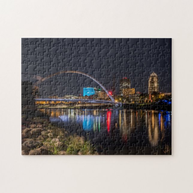 Des Moines skyline at night Jigsaw Puzzle (Horizontal)