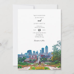 Des Moines Skyline Wedding Invitation