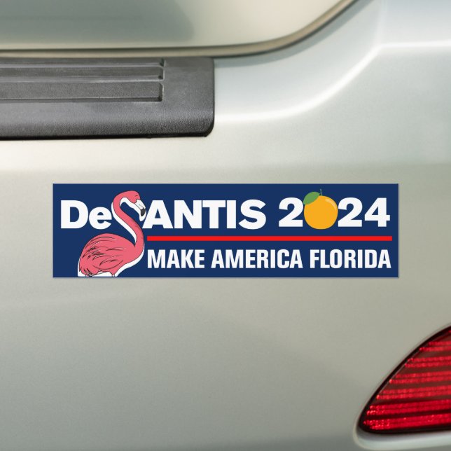 DeSantis 2024 Make America Florida Flamingo Bumper Sticker (On Car)