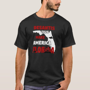 Desantis 2024 Make America Florida Flamingo Shark T-Shirt