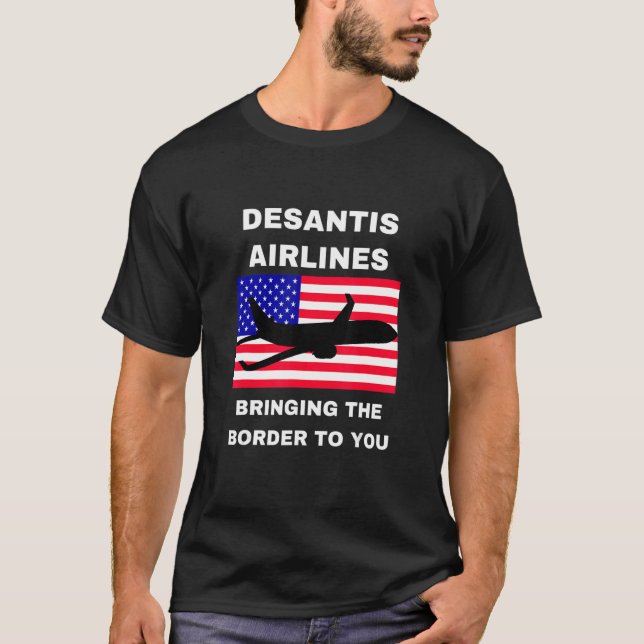 DeSantis Airlines USA Flag Politician Meme T-Shirt (Front)