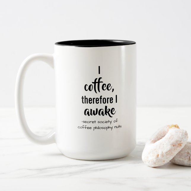 Descartes Coffee Philosophy Twist Two-Tone Coffee Mug (With Donut)