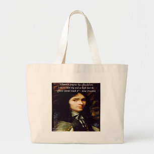 Descartes "Raise My Soul" Famous Quote Large Tote Bag