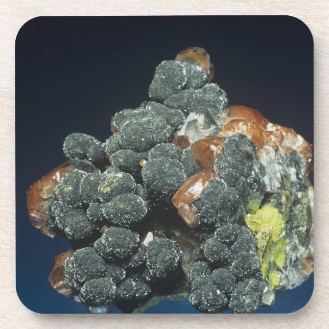 Descloizite on Calcite Coaster (Front)