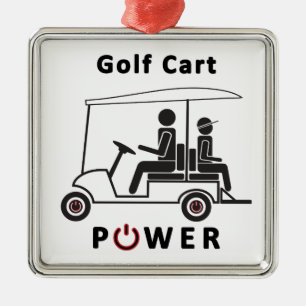 Descr-Golf Cart Power (Black with Red) Metal Ornament