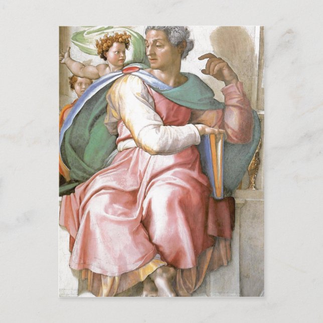 Description fresco painted by Michelangelo and his Postcard (Front)