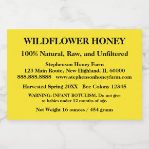 Descriptive Honey Jar (Version 7) Food Label