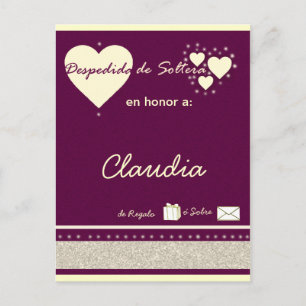 Desdepida de Soltera Invitation Postcard