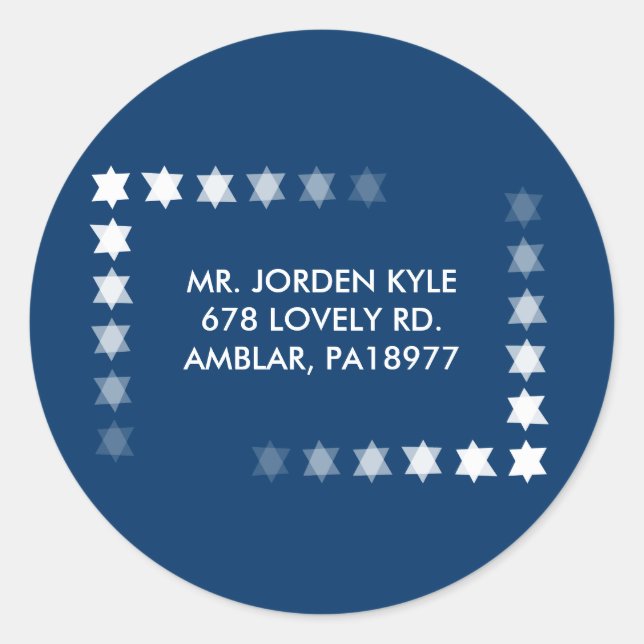 Desending STARS Bar Bat Mitzvah Invi Reply sticker (Front)