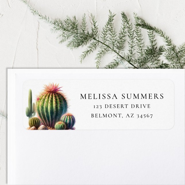 Desert Barrel Cactus Return Address Label (Creator Uploaded)