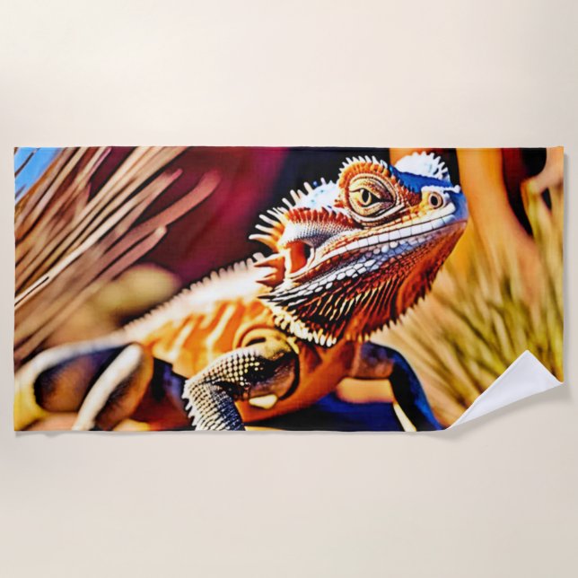 Desert Bearded Dragon Beach Towel (Front)
