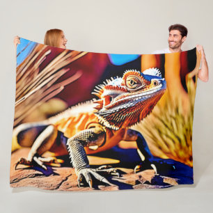 Desert Bearded Dragon Fleece Blanket