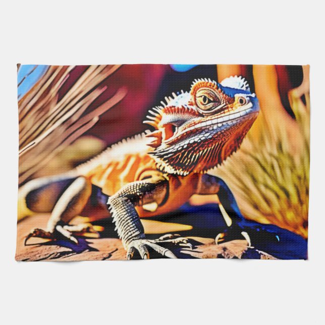 Desert Bearded Dragon Tea Towel (Horizontal)