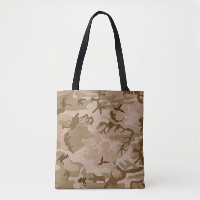 Desert Beige Brown Green Camo Camouflage Tote Bag (Front)