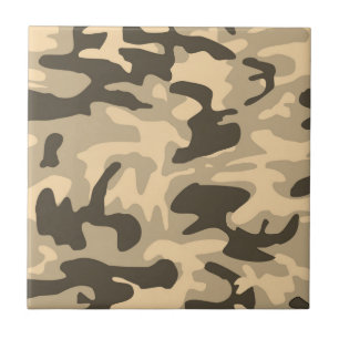 Desert Beige Camo Camouflage Pattern Ceramic Tile