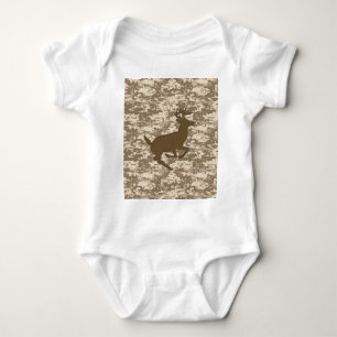 Desert Beige Digital Camouflage Deer Camo Pattern Baby Bodysuit