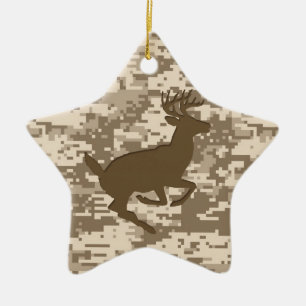 Desert Beige Digital Camouflage Deer Camo Pattern Ceramic Tree Decoration