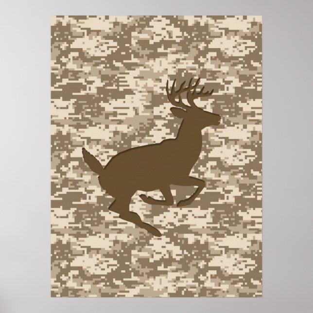Desert Beige Digital Camouflage Deer Camo Pattern Poster (Front)