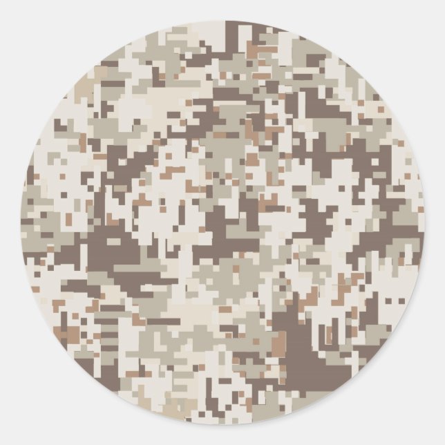 Desert Beige Style Digital Camouflage Classic Round Sticker (Front)
