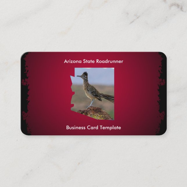Desert Bird Roadrunner Arizona State Map  Business Card (Front)