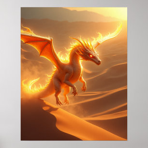 Desert Blaze Fire Dragon Poster