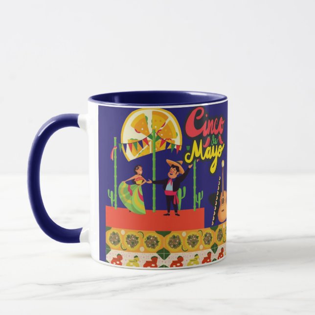 Desert Bloom Fiesta navy blue Mug (Left)