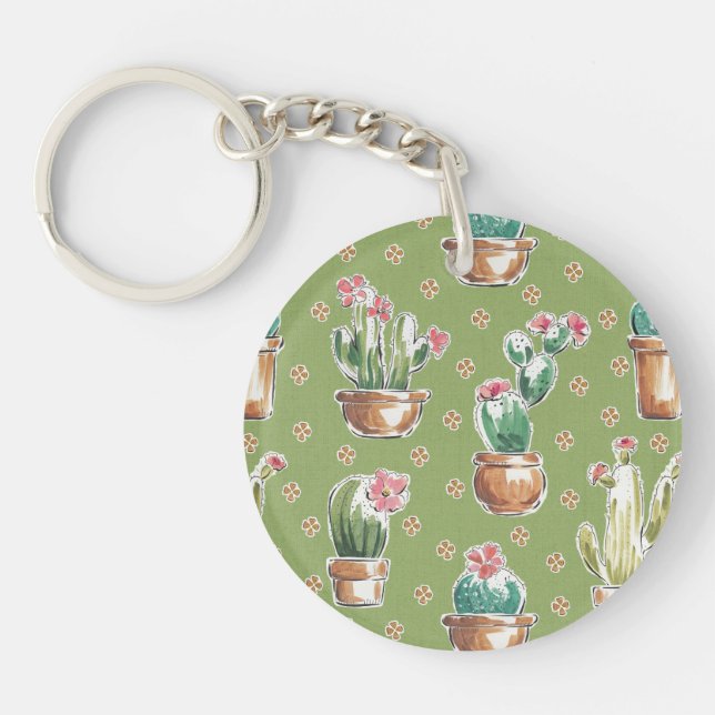Desert Bloom Step | Green Pattern Key Ring (Front)