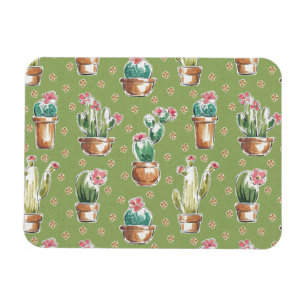 Desert Bloom Step   Green Pattern Magnet