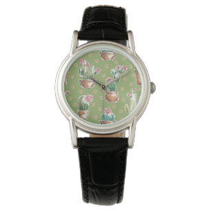 Desert Bloom Step   Green Pattern Watch