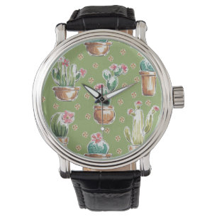 Desert Bloom Step   Green Pattern Watch