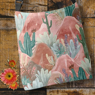 Desert Bloom Sunset with Cactus Garden Crossbody Bag