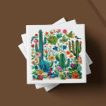 Desert Blooms Cacti Crescendo Ceramic Tile<br><div class="desc">Welcome to the artistry of 'Desert Blooms Cacti Crescendo, ' one of six captivating ceramic tile designs from our cherished collection. Each tile is an artisanal portrayal of the desert's vibrant ecosystem, with a lush ensemble of cacti, blossoms, and fauna rendered in a kaleidoscope of rich, tactile colours. The 'Cacti...</div>