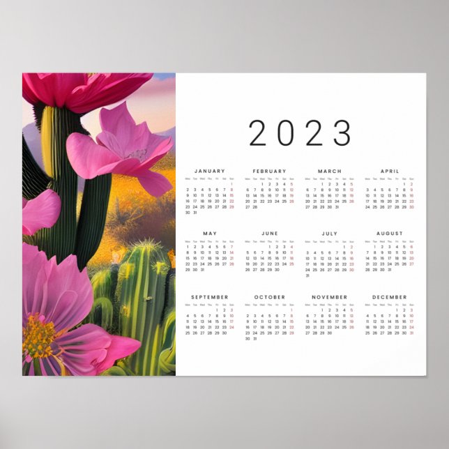 Desert Blooms Closeup Digital Art 2023 Calendar  Poster (Front)