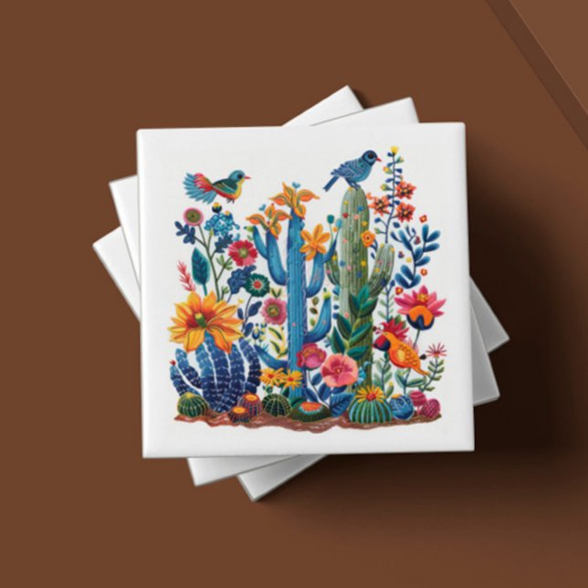 Desert Blooms Saguaro Serenade Ceramic Tile (Creator Uploaded)