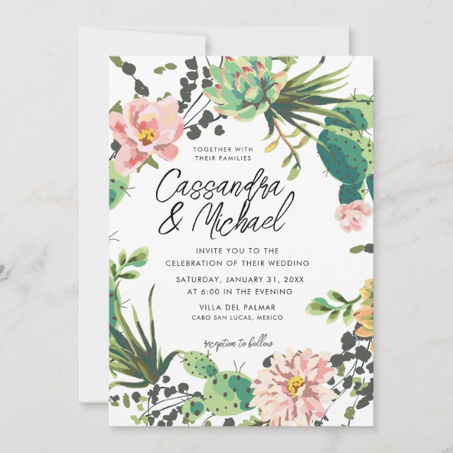 Desert Blooms Wedding Invitation (Front)