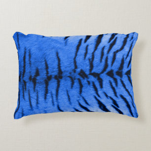 Desert Blue Tiger Skin Print Accent Pillow
