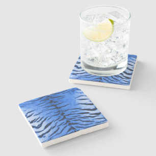 Desert Blue Tiger Skin Print Stone Coaster