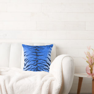 Desert Blue Tiger Skin Print Throw Pillow
