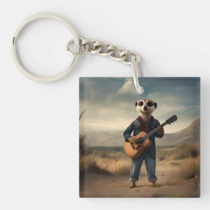 Desert Blues: A Meerkat’s Denim Guitar Jam, Key Ring