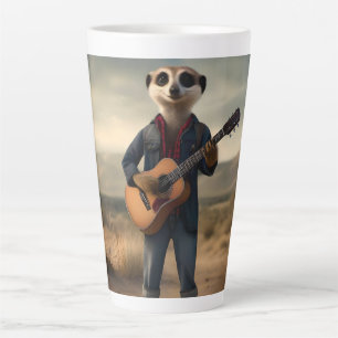 Desert Blues: A Meerkat’s Denim Guitar Jam, Latte Mug